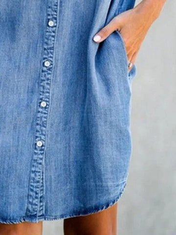 שמלת ג'ינס מכופתרת עם סיומת טוניקה מקסי - JEANSI