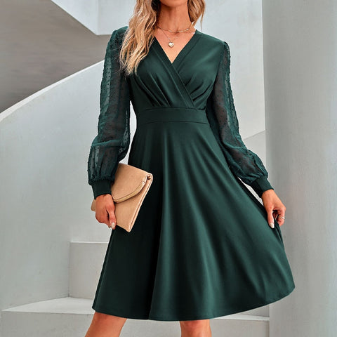 שמלת ערב אלגנטית בעיצוב סולידי - AUT